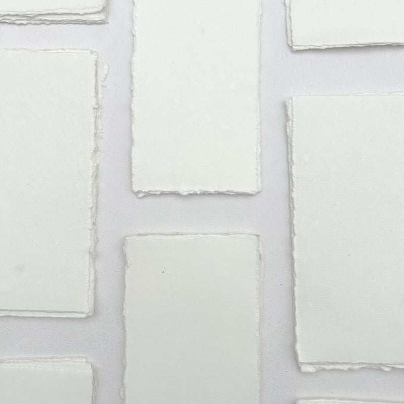 Etailor Pack of 50 Handmade Cotton Paper Deckle Edge Loose Leaf Sheets (150gsm) Ivory White (4x9, Ivory -White) Pack of 50 Sheets - Image 3