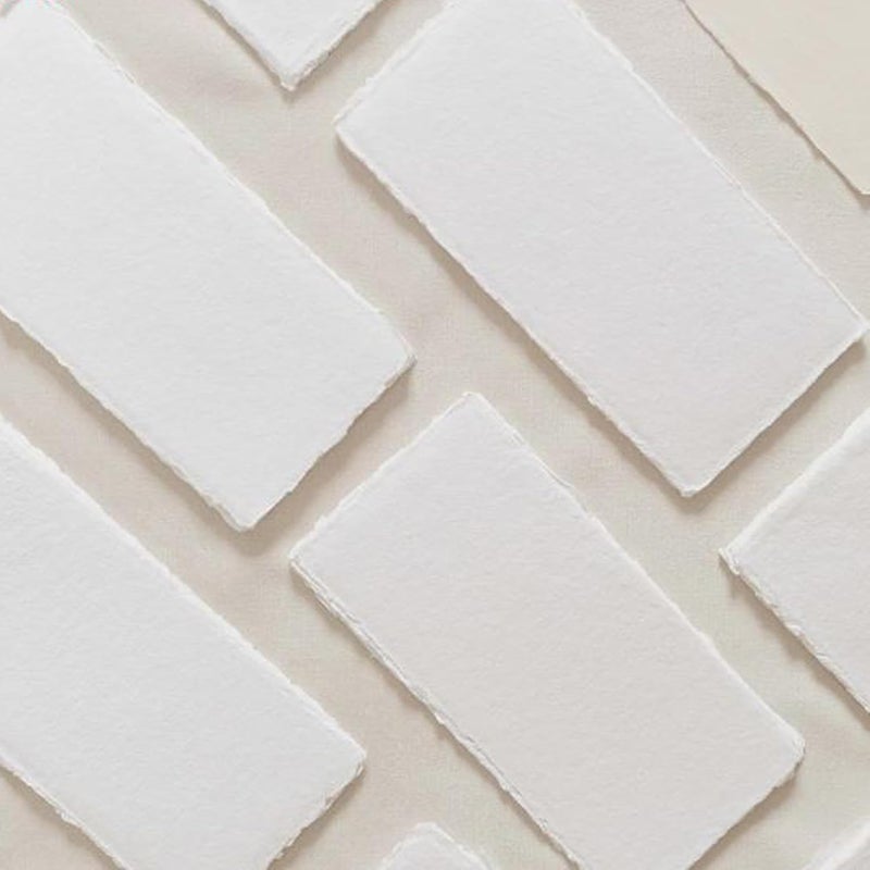 Etailor Pack of 50 Handmade Cotton Paper Deckle Edge Loose Leaf Sheets (150gsm) Ivory White (4x9, Ivory -White) Pack of 50 Sheets - Image 1