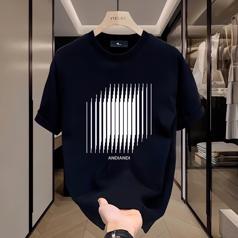 2024 American Style Handsome Heavy Short-Sleeved T-Shirt Teenage Men'S Summer Instagram Popular Street All-Match Round Neck Top - Image 2