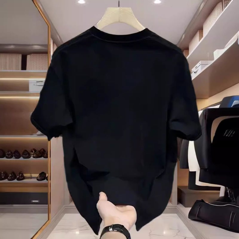 2024 American Style Handsome Heavy Short-Sleeved T-Shirt Teenage Men'S Summer Instagram Popular Street All-Match Round Neck Top - Image 5