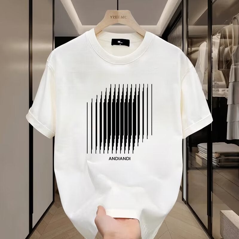 2024 American Style Handsome Heavy Short-Sleeved T-Shirt Teenage Men'S Summer Instagram Popular Street All-Match Round Neck Top - Image 1