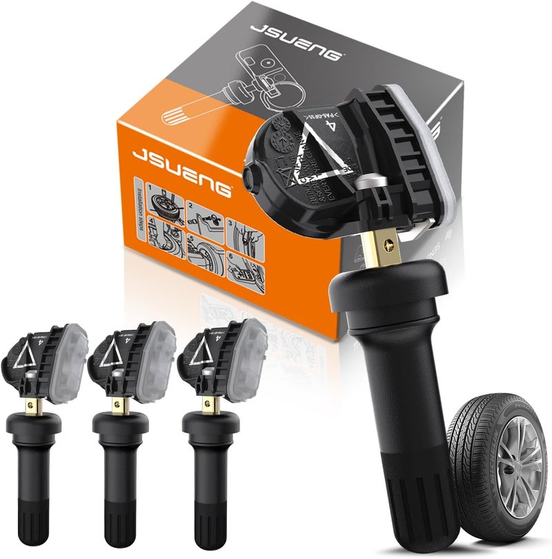 Jsueng TPMS Sensor GM, 433Mhz Tire Pressure Monitoring System Compatible with Buick| GMC| Chevrolet| Cadillac,4 PCS Tire Pressure Sensors Replaces#13598773 13516165 13595873 - Image 1