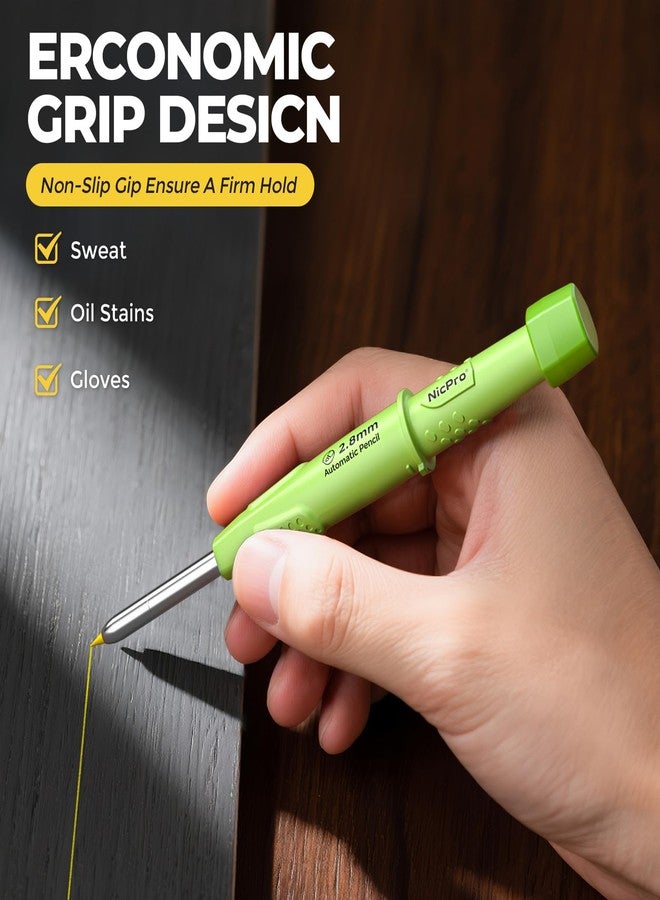 Nicpro CP3000 Carpenter's Pencils with Sharpener, 2.8mm Mechanical Pencil with 19 Leads, Deep Hole Marker for Construction, Heavy Duty Pencil Construction Site, Carpenter Tools for Architect Marking - Image 4