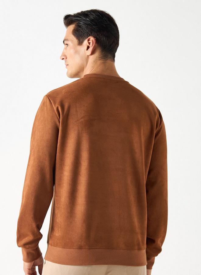 ايكونيك سويت شيرت سادة بياقة مستديرة وأكمام طويلة من آيكونيك - Image 3