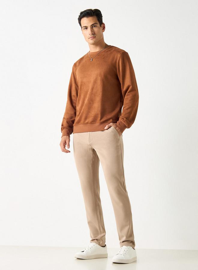 ايكونيك سويت شيرت سادة بياقة مستديرة وأكمام طويلة من آيكونيك - Image 2