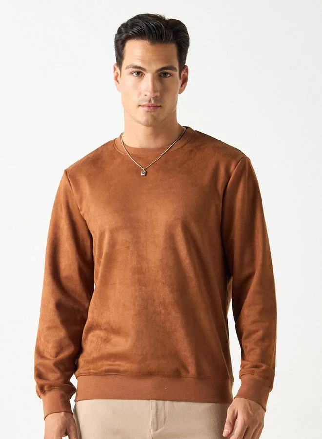 Iconic Iconic Solid Sweatshirt with Round Neck and Long Sleeves
