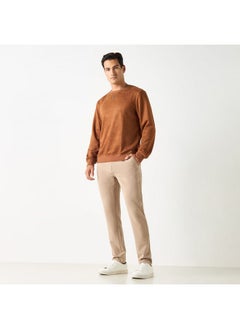 Iconic Iconic Solid Sweatshirt with Round Neck and Long Sleeves  - Image 2