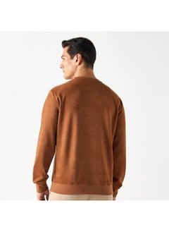Iconic Iconic Solid Sweatshirt with Round Neck and Long Sleeves  - Image 3