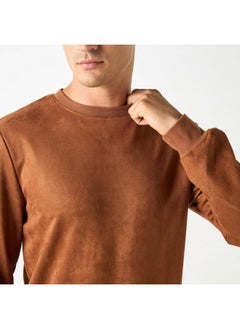 Iconic Iconic Solid Sweatshirt with Round Neck and Long Sleeves  - Image 4