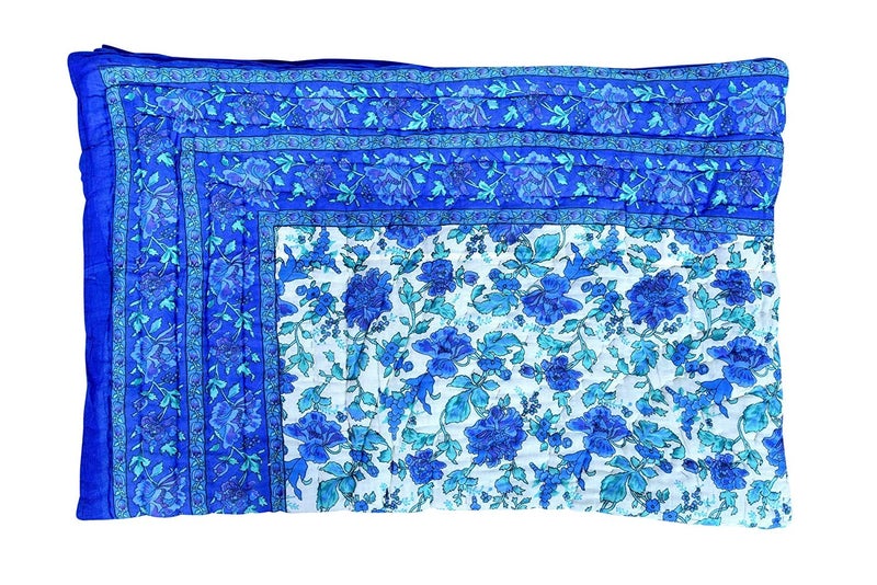 Heena Enterprises Pure Cotton Jaipuri Floral Print Single Bed Cotton Jaipuri Razai/Quilts Rajasthani Traditional Blue Rajai Approx (Single Bed - 55x85 Inch) - Image 5