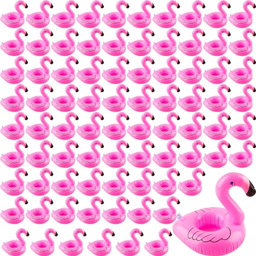 Sonarun 150 Pack Inflatable Flamingo Drink Holders Pink Flamingos Drink Floats Flamingo Floating Cup Coasters for Summer Beach Pool Swim Party - Image 1