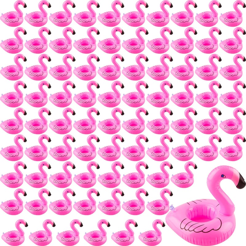 Sonarun 150 Pack Inflatable Flamingo Drink Holders Pink Flamingos Drink Floats Flamingo Floating Cup Coasters for Summer Beach Pool Swim Party - Image 3