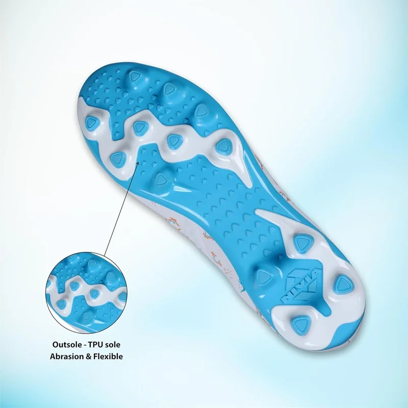Nivia  Spear 2.0 White/Sky Blue Football Shoes for Men | Best Price UAE
