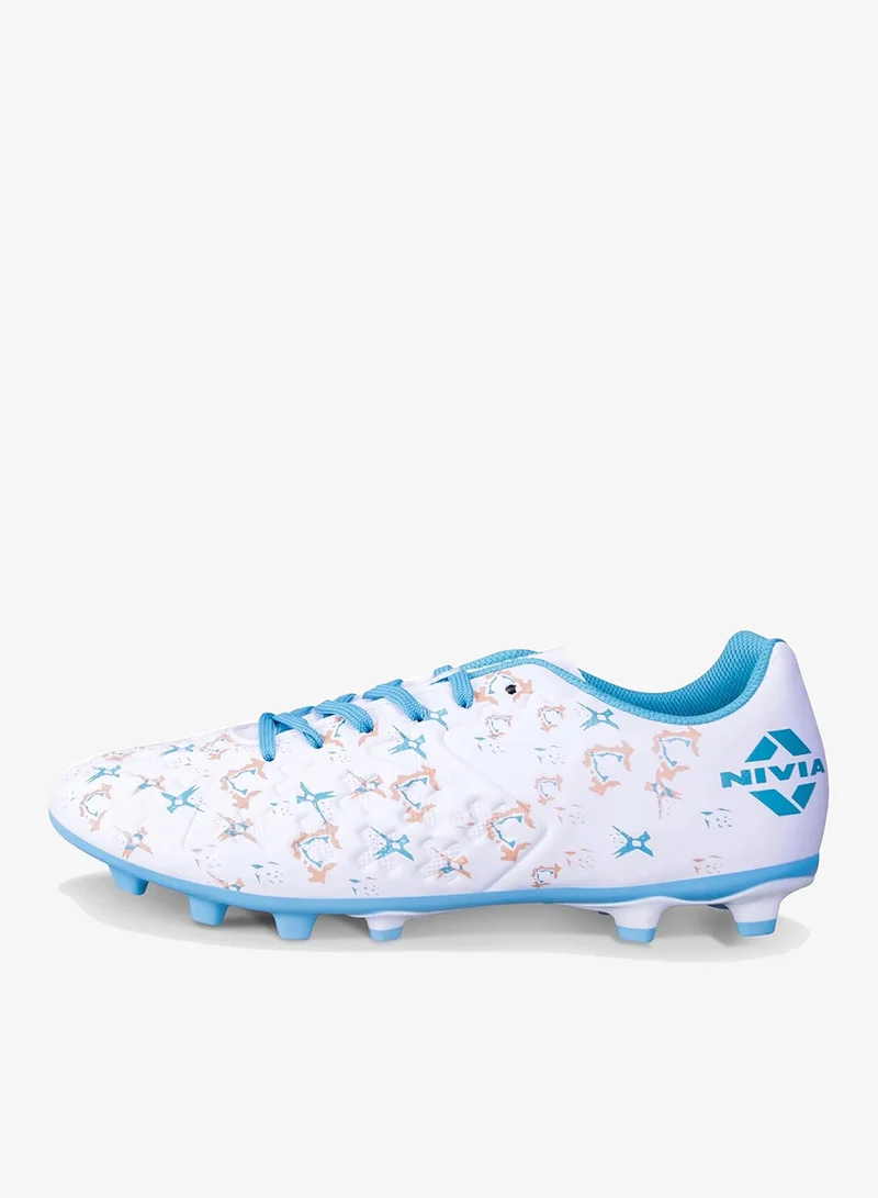 Nivia  Spear 2.0 White/Sky Blue Football Shoes for Men | Best Price UAE