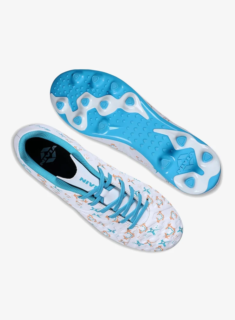 Nivia  Spear 2.0 White/Sky Blue Football Shoes for Men | Best Price UAE