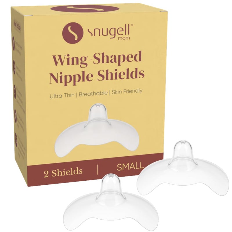 Snugell Wing-Shaped Nipple Shields| Ultra-Thin Silicone Shields for Nursing | 2-Pack with Protective Case | Designed for Use with Flat or Inverted Nipples (Small) - Image 1