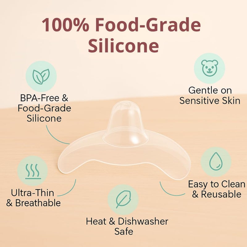 Snugell Wing-Shaped Nipple Shields| Ultra-Thin Silicone Shields for Nursing | 2-Pack with Protective Case | Designed for Use with Flat or Inverted Nipples (Small) - Image 5