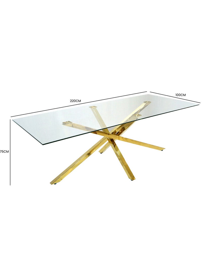 VANITY LIVING VANITY LIVING Large Dining Table Set 8 seater with Chairs, Tempered Glass Top Dinner Breakfast Table + 8 Chairs with Stainless Steel Legs for Kitchen & Dining Room  - Image 2