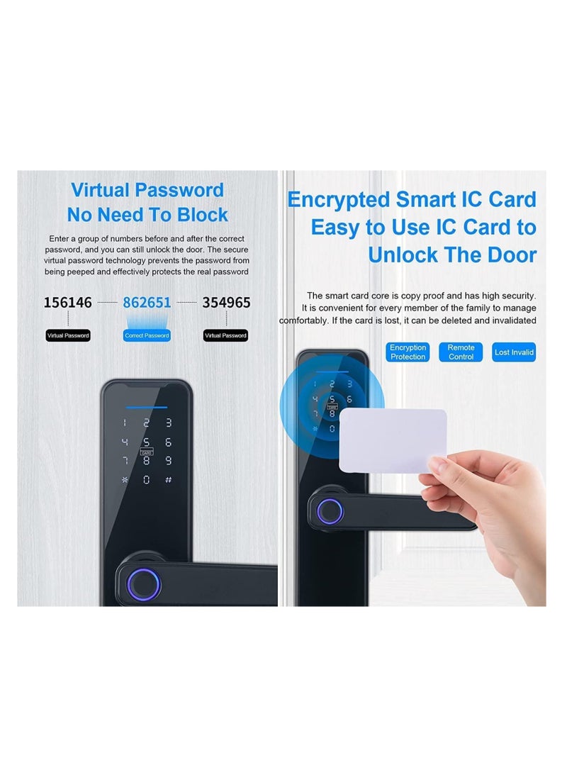 eurocliq Security Smart Lock Keyless Entry Door Lock Touchscreen Keypad App Remote Control with Fingerprint Password Card Access Aluminum Panel  - Image 3