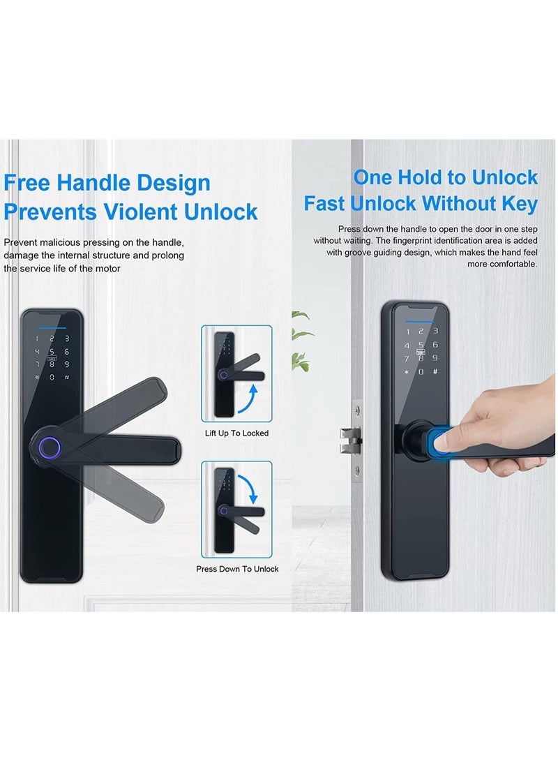 eurocliq Security Smart Lock Keyless Entry Door Lock Touchscreen Keypad App Remote Control with Fingerprint Password Card Access Aluminum Panel  - Image 4