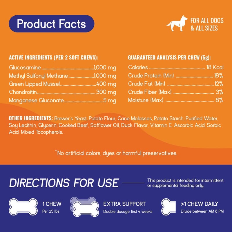 PupGrade Joint Support Supplement for Dogs - Natural Glucosamine Chondroitin with MSM - Hip & Joint Pain Relief - Recommended for Hip Dysplasia, Arthritis & Joint Disease - USA Tested - 60 Chews - Image 3