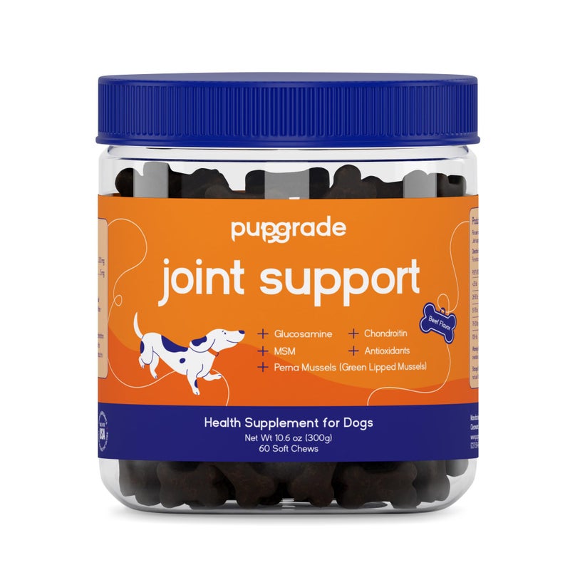PupGrade Joint Support Supplement for Dogs - Natural Glucosamine Chondroitin with MSM - Hip & Joint Pain Relief - Recommended for Hip Dysplasia, Arthritis & Joint Disease - USA Tested - 60 Chews - Image 1