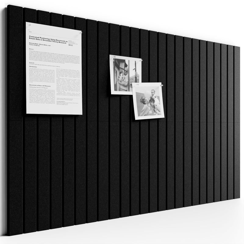 Bumusty Large Cork Board Alternative-36 x 24" Felt Bulletin Board Tiles, with 30 Pushpins, 40 Adhesive Tabs, 6-Pack Slat Wall Paneling, Cork Boards for Office Push Pin Board Felt Board-Black - Image 1