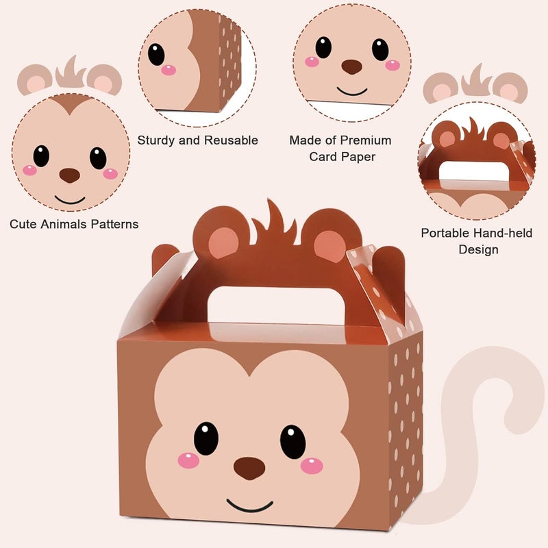 Tevxj 12 Pack Jungle Safari Animals Party Favor Boxes Zoo Animals Theme Happy Birthday Goodies Treat Boxes Jungle Safari Party Candy Gift Bags for Kids Baby Shower Party Decorations Supplies - Image 5