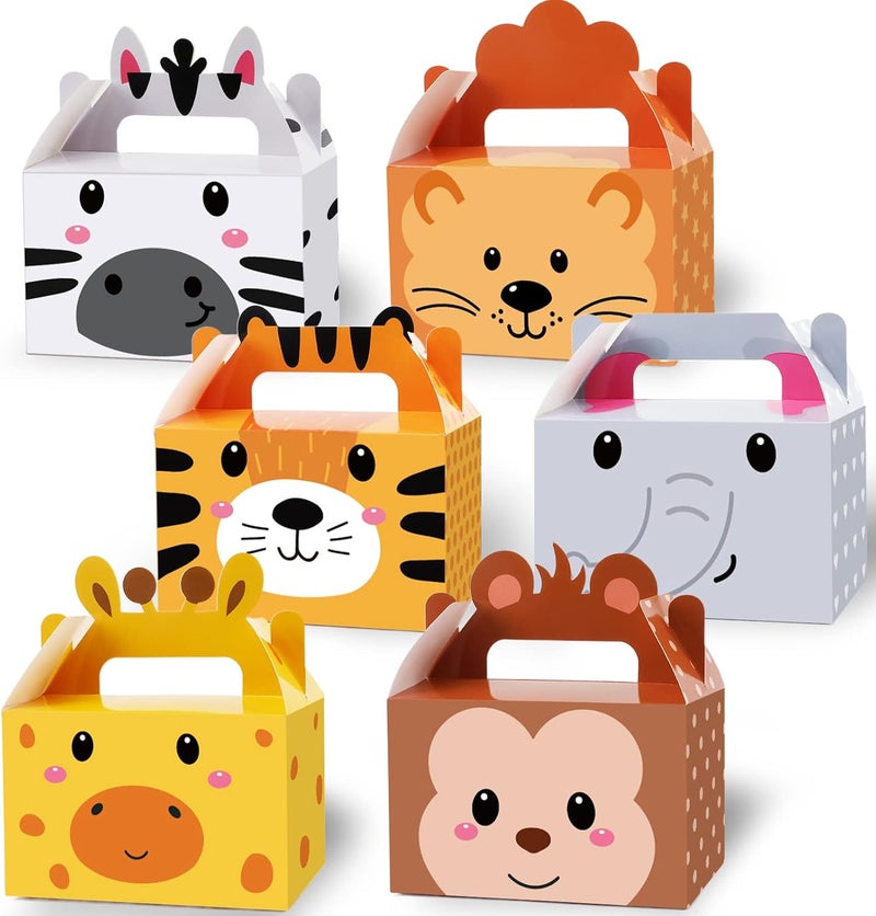 Tevxj 12 Pack Jungle Safari Animals Party Favor Boxes Zoo Animals Theme Happy Birthday Goodies Treat Boxes Jungle Safari Party Candy Gift Bags for Kids Baby Shower Party Decorations Supplies - Image 1
