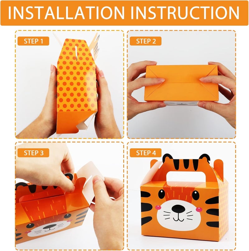 Tevxj 12 Pack Jungle Safari Animals Party Favor Boxes Zoo Animals Theme Happy Birthday Goodies Treat Boxes Jungle Safari Party Candy Gift Bags for Kids Baby Shower Party Decorations Supplies - Image 4