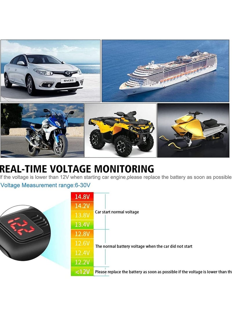 Motorcycle Charger SAE to USB Car  Adapter, Dual Fast and 12V Voltmeter with Independent On/Off Power Switch and 10A Fuse Charging Kit for Phone, GPS, Tablet - Image 4
