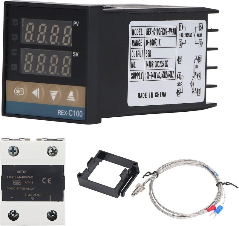 مجموعة منظمات حرارة PID رقمية 3 قطع، نطاق درجة الحرارة 0-400℃، مع وحدة ريلي وموصل حراري (40A) - Image 1