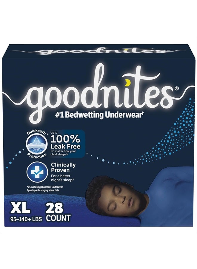 GoodNites - Goodnites Boys' Bedwetting Underwear, Size Extra Large (95-140+ lbs), 28 Ct (2 Packs of 14), Packaging May Vary - Image 1