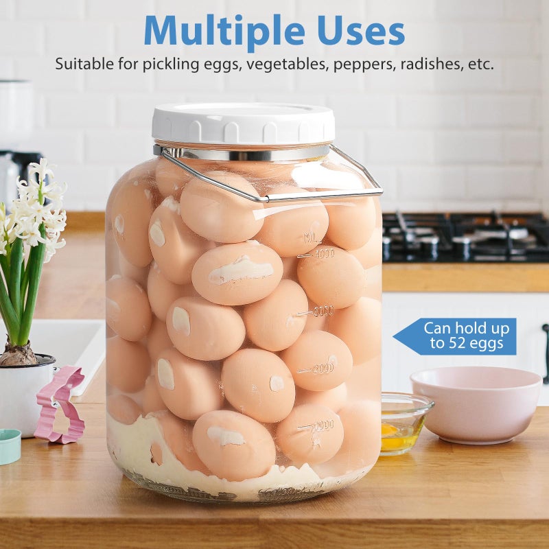 Sovietiep 1.5 Gallon Glass Jar with airtight Lid, 2 Pack Wide Mouth Mason Jars with Sturdy Handle, Storage Containers with 2 Clear Scales(192 fl Oz/5700ML), Large Glass Jar for Pickling, Canning, Storage - Image 5
