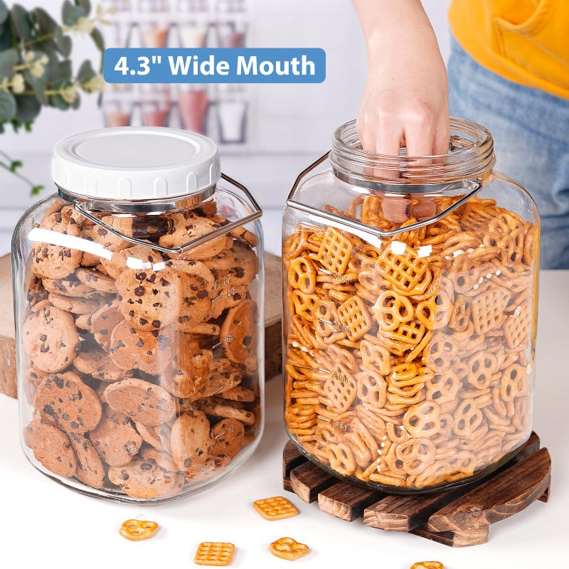 Sovietiep 1.5 Gallon Glass Jar with airtight Lid, 2 Pack Wide Mouth Mason Jars with Sturdy Handle, Storage Containers with 2 Clear Scales(192 fl Oz/5700ML), Large Glass Jar for Pickling, Canning, Storage - Image 3