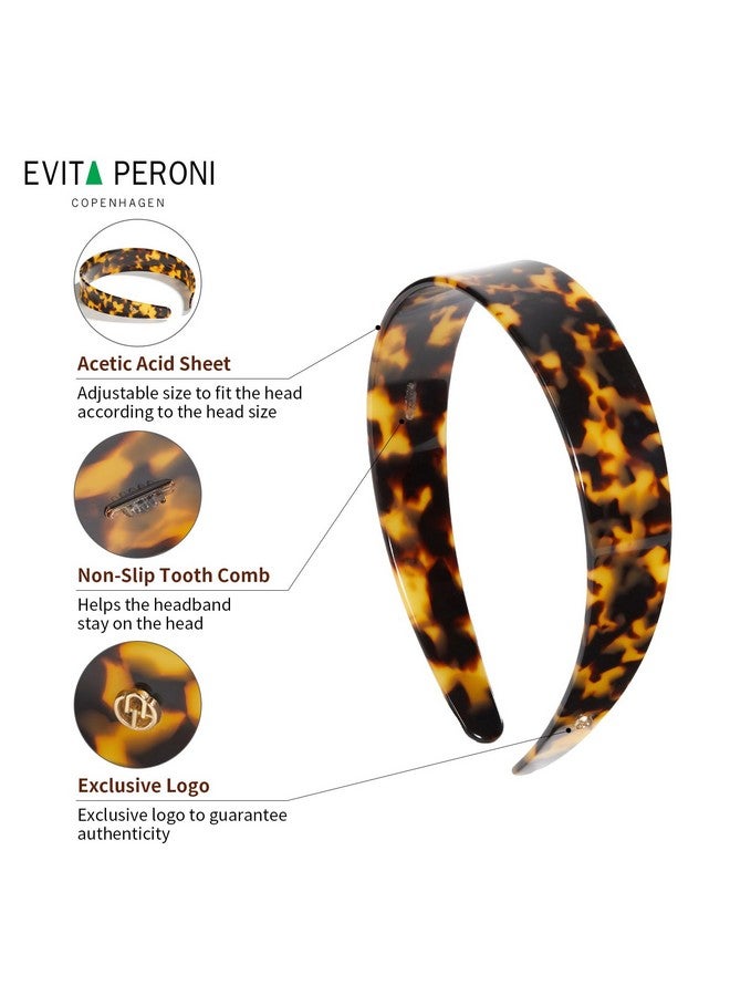 EVITA PERONI Wide Headbands For Women With Teeth Acetate Resin Hair Bands For Women'S Hair No Headache Headband No Slip Hairbands-Amber - Image 4