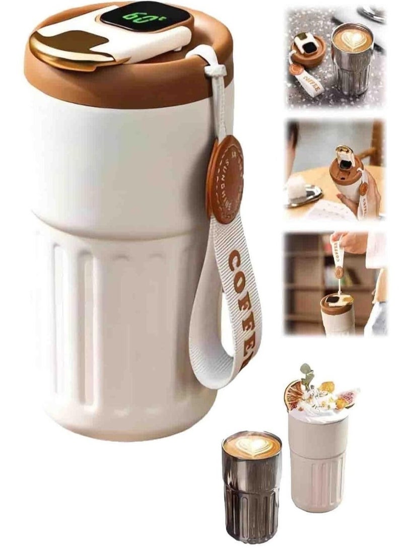450mL Double-wall Stainless Steel Coffee Cup With Smart LED Temperature Display, Portable Thermos Coffee Cup Mug Leakproof Lid, Car Travel, Hot Cold Drinks Vacuum Flasks Water Bottle - Image 1