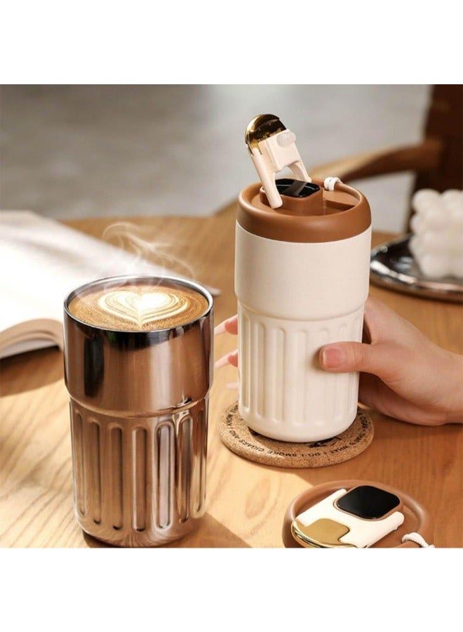 450mL Double-wall Stainless Steel Coffee Cup With Smart LED Temperature Display, Portable Thermos Coffee Cup Mug Leakproof Lid, Car Travel, Hot Cold Drinks Vacuum Flasks Water Bottle - Image 2