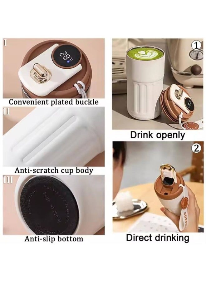 450mL Double-wall Stainless Steel Coffee Cup With Smart LED Temperature Display, Portable Thermos Coffee Cup Mug Leakproof Lid, Car Travel, Hot Cold Drinks Vacuum Flasks Water Bottle - Image 3
