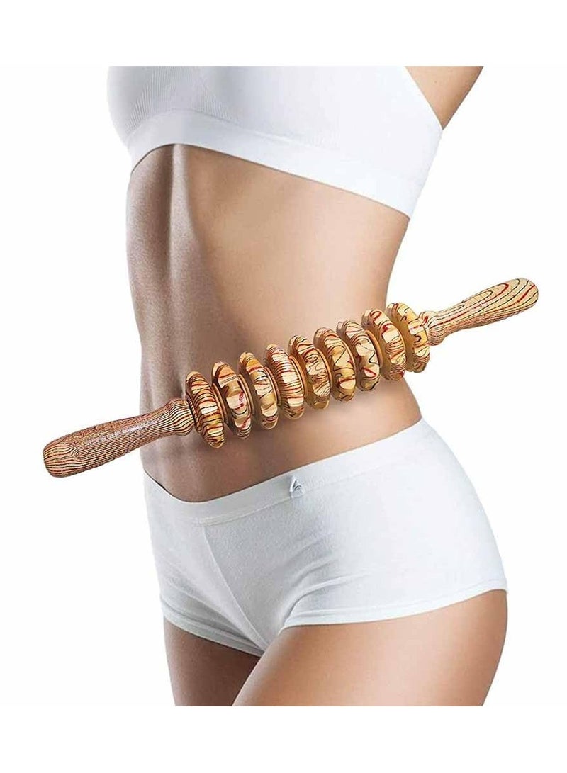 Wood Therapy Roller Massage Tools, Lymphatic Drainage Massager, Wooden Massage & Muscle Roller Stick, Handheld Cellulite Trigger Point Manual Muscle Release Roller Massager - Image 1