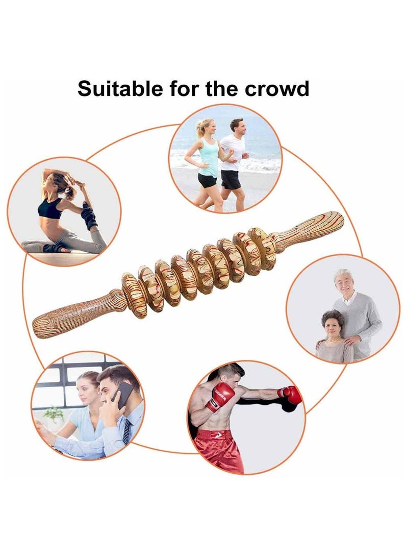 Wood Therapy Roller Massage Tools, Lymphatic Drainage Massager, Wooden Massage & Muscle Roller Stick, Handheld Cellulite Trigger Point Manual Muscle Release Roller Massager - Image 3