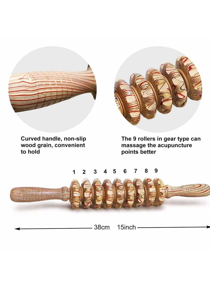 Wood Therapy Roller Massage Tools, Lymphatic Drainage Massager, Wooden Massage & Muscle Roller Stick, Handheld Cellulite Trigger Point Manual Muscle Release Roller Massager - Image 4