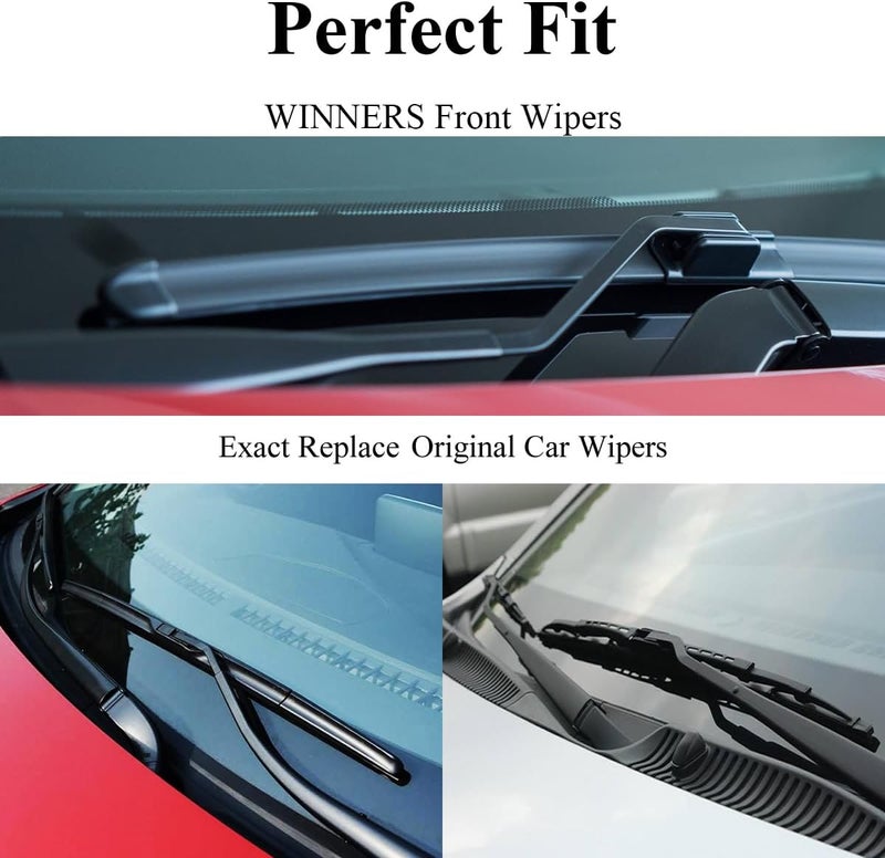 WINNERS Windshield Wiper Blades for Kia Seltos 2021-2024 - Front 24 Inch, 18 Inch & Rear 12 Inch - Image 2