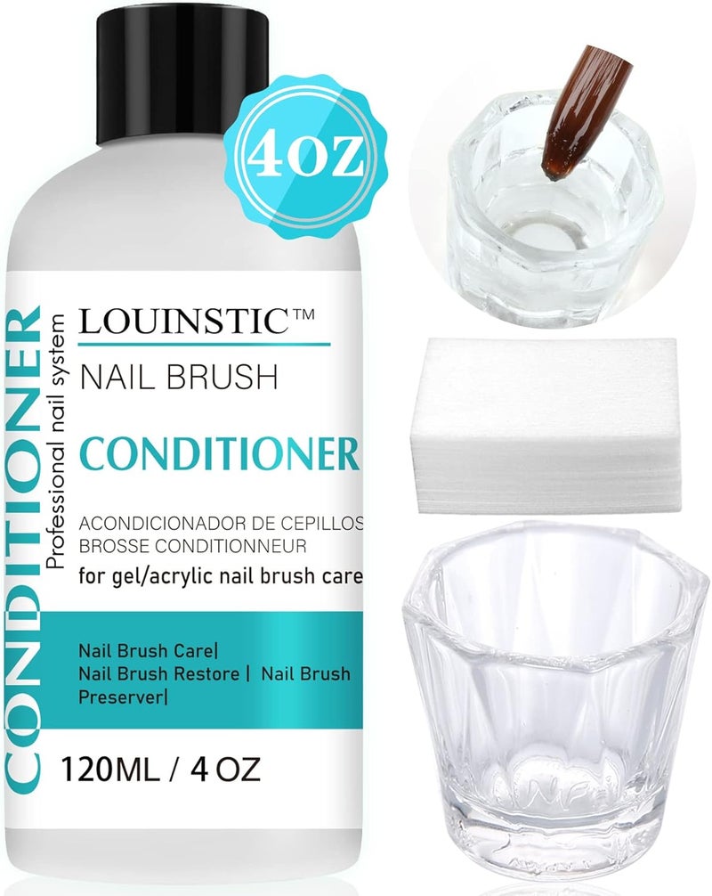 LOUINSTIC Acrylic Nail Brush Cleaner - Quickly Clean Gel/Acrylic Nail Brushes, Paint Brushes, Airbrushes, Art Tools, Nail Brush Cleaner Conditioner Preserver and Restorer 4 OZ - Image 1
