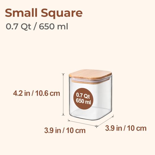 ComSaf 07 Qt Glass Food Storage Jars Set of 4 Clear Glass Storage Containers with Lids Pantry Organization Jar Spice Jar Blooming Tea Coffee and Sugar Container Small Canister Set for Kitchen - Image 3