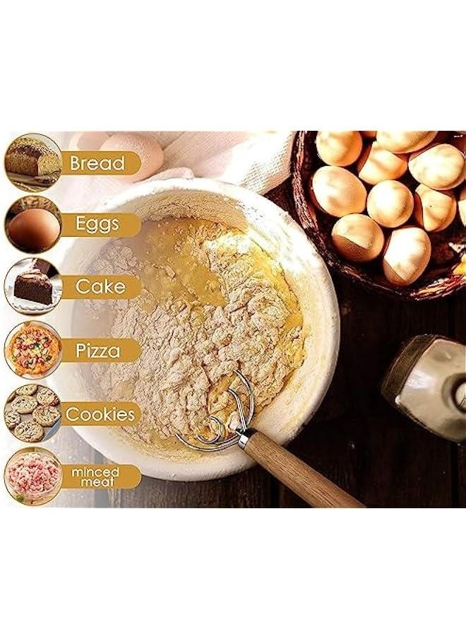 Generic Danish Dough Whisk 13 Inch 304 Stainless Steel Sourdough Bread Whisk Wooden Handle Bread Whisking Tool, Dough Mixer for Baking Bread, Eggs and Peanut er  - Image 4