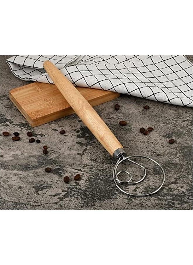Generic Danish Dough Whisk 13 Inch 304 Stainless Steel Sourdough Bread Whisk Wooden Handle Bread Whisking Tool, Dough Mixer for Baking Bread, Eggs and Peanut er  - Image 5