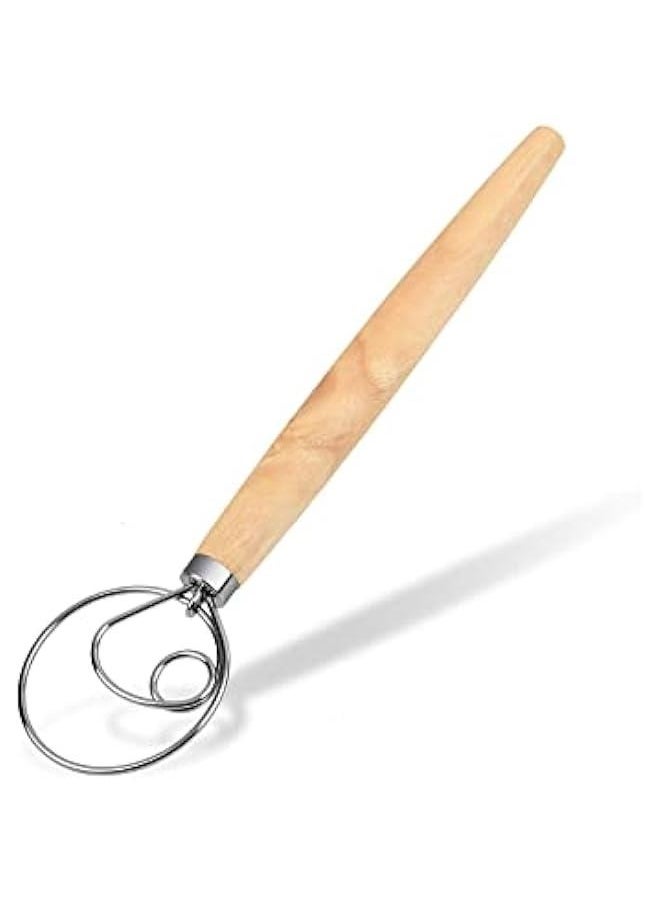 Generic Danish Dough Whisk 13 Inch 304 Stainless Steel Sourdough Bread Whisk Wooden Handle Bread Whisking Tool, Dough Mixer for Baking Bread, Eggs and Peanut er  - Image 1