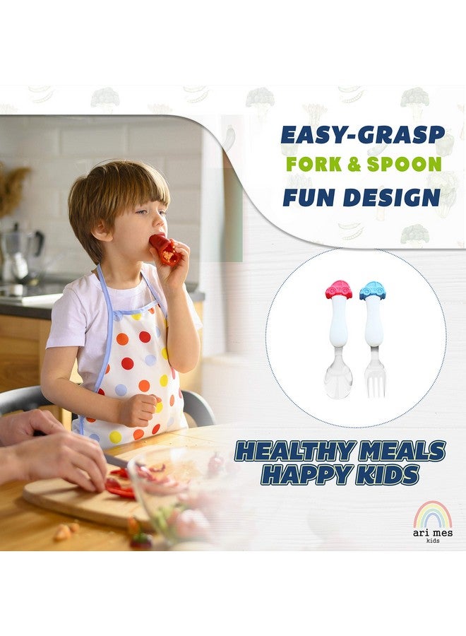 ARI MES - BPA-Free Toddler Car Utensils - Easy-Grip Car Spoon and Fork Set for Kids - Image 3