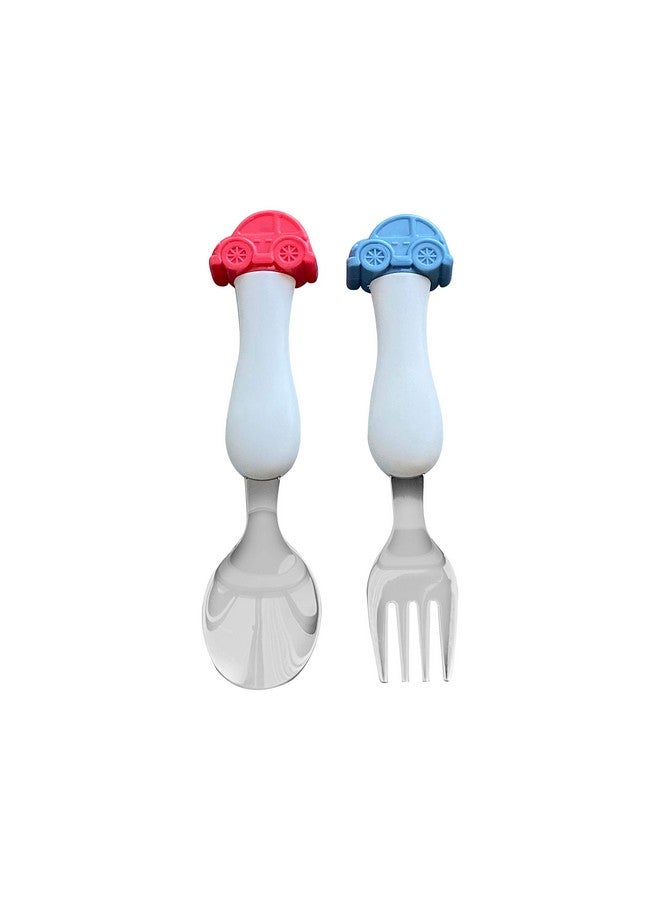 ARI MES - BPA-Free Toddler Car Utensils - Easy-Grip Car Spoon and Fork Set for Kids - Image 1